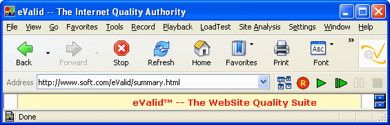  eValid Browser Control Panel 