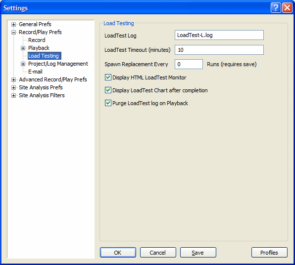 Load Testing Settings