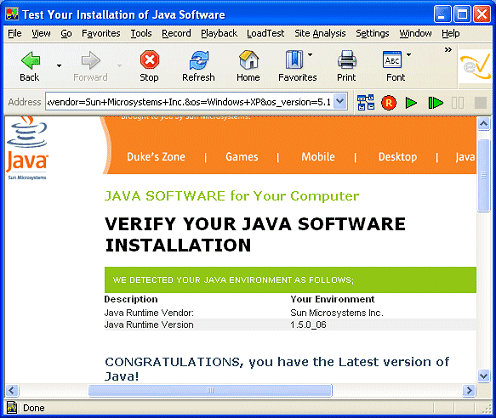 Sun's Page That Shows You Which JRE You Have