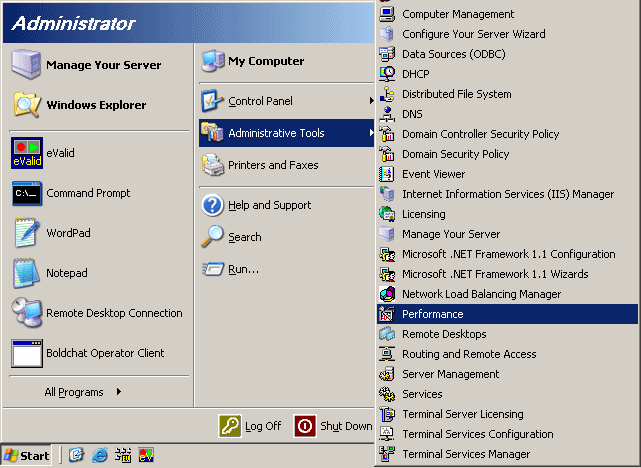 Use of IIS Performance Monitor in eValid LoadTest Operations